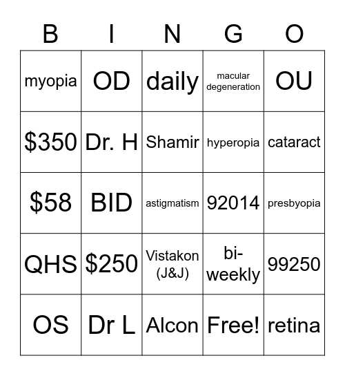 Spectrum Bing Bong Bingo Card