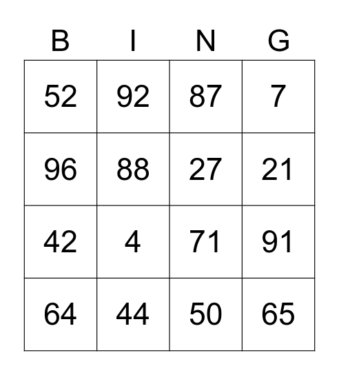 Bingo card of Amrin! Bingo Card