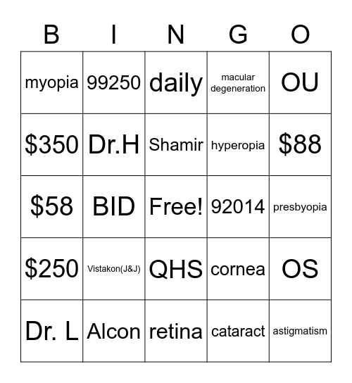 Spectrum Bing Bong Bingo Card