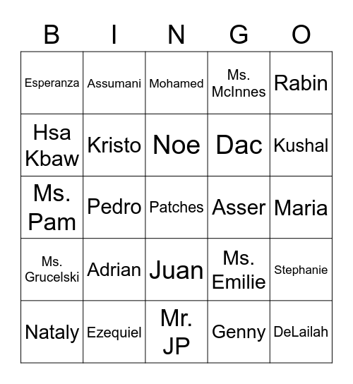 1st hour Birthday BINGO Card