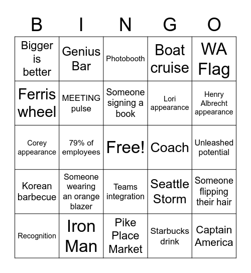 Ben King's Bingo Card Bingo Card