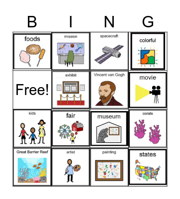 Vocabulary Bingo Card