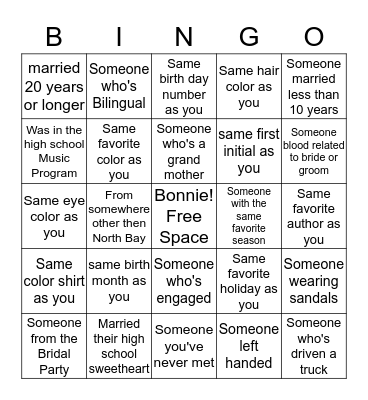Bonnies' Mingle Bingo! Bingo Card