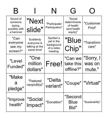 Community Giving Campaign BINGO Card
