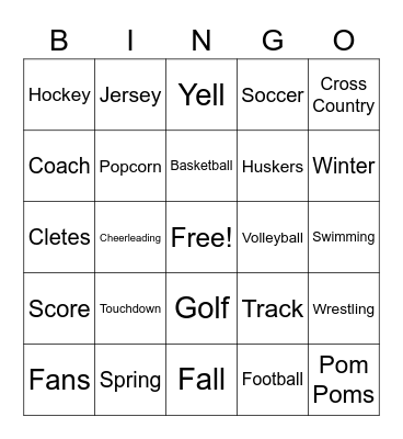 Sports Bingo Card