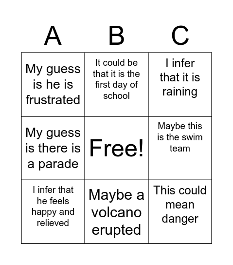 Let's Inference! Bingo Card
