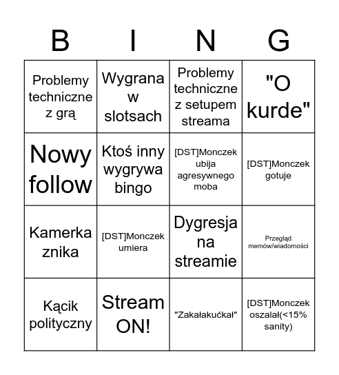 twitch.tv/monczek Bingo Card