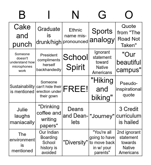 Graduation Bingo 2015 Bingo Card