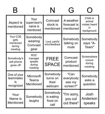 A-Team Bingo:  September Edition Bingo Card