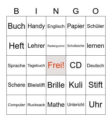 Die Schule Bingo Card