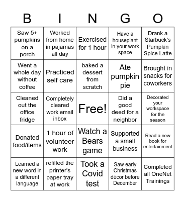 GAC Fall-tastic Bingo Card