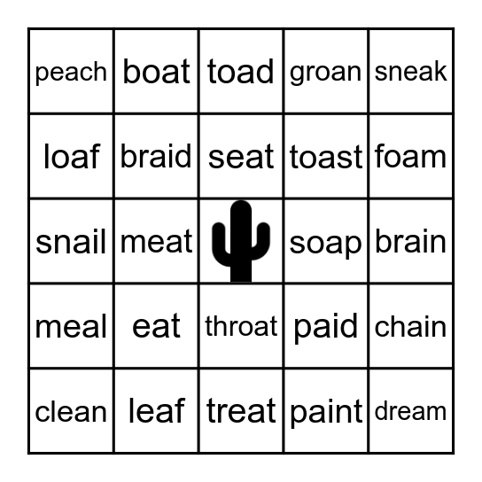 Vowel Teams (oa, ai, ea) Bingo Card