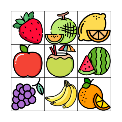 My favorite fruit Bingo Card