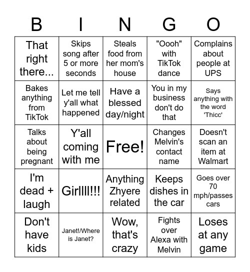 Darvetta's Bingo Card