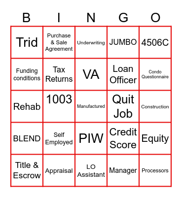 Home Loans - Oh What Fun!! Bingo Card