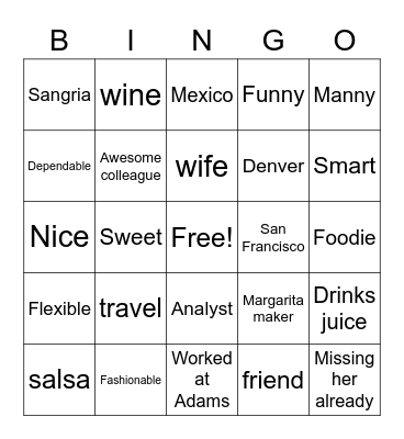 Liz Bingo Card