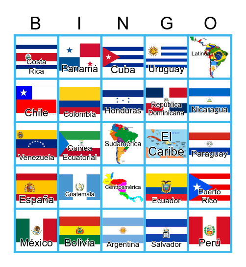 Los Países Hispanohablantes Bingo Card
