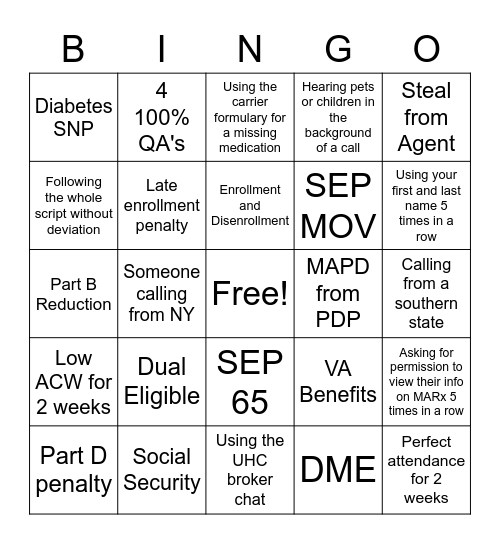 AEP Bingo Card
