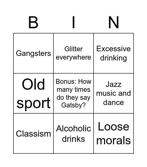 Roaring 20s Bingo Card