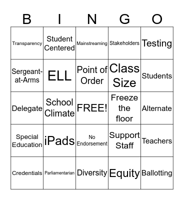 Convention Bingo Card