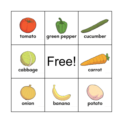 Vegetables BIngo Card