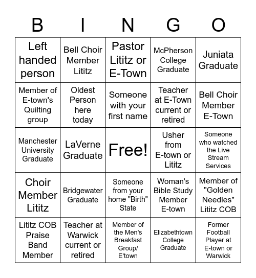 Getting to Know You! Bingo Card