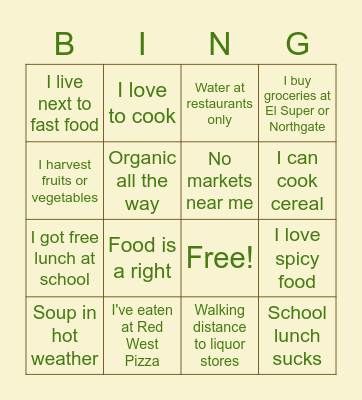 Wilmas YEJ Bingo! Bingo Card