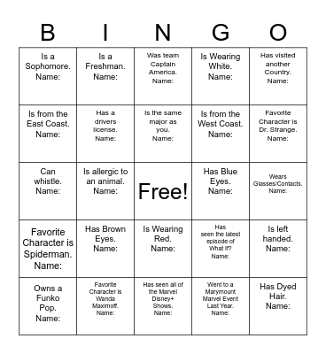 Find someone who... Bingo Card