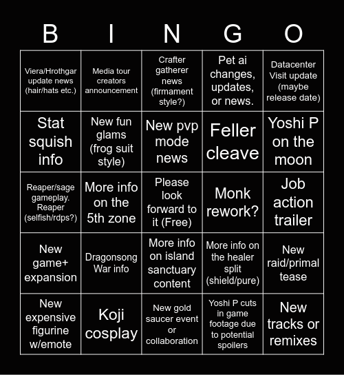 Live Letter Predictions Bingo Card