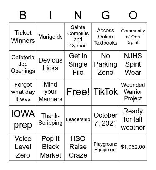ICD Bingo - Inspired by the Week of 9/13 Bingo Card