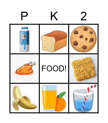 food Bingo Card