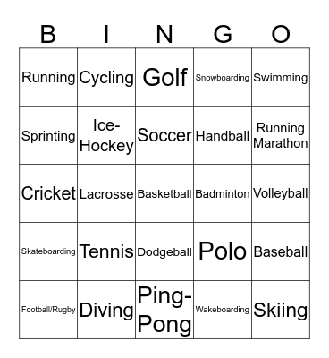 SPORTS Bingo Card