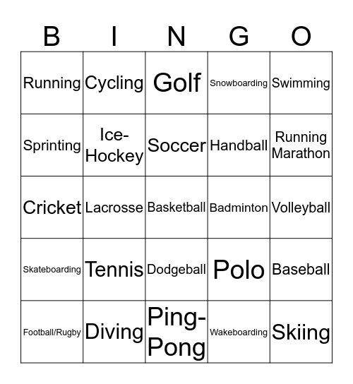 SPORTS Bingo Card