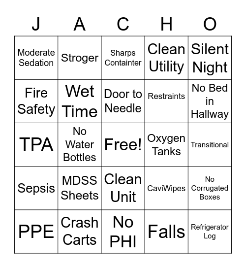 Joint Ready Bingo Card