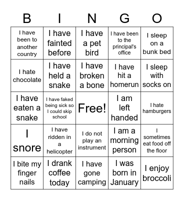 BQ Bingo Card