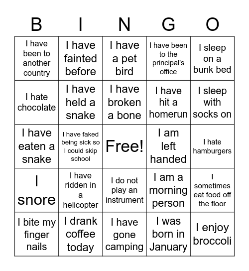 BQ Bingo Card