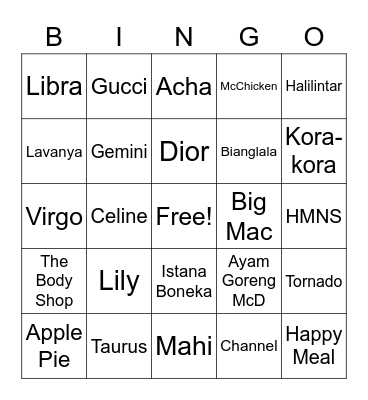 Punya Ayas Bingo Card