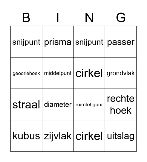 ruimtefiguren II Bingo Card