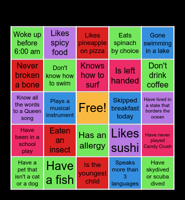 ICEBREAKER Bingo Card