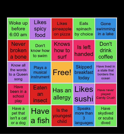 ICEBREAKER Bingo Card