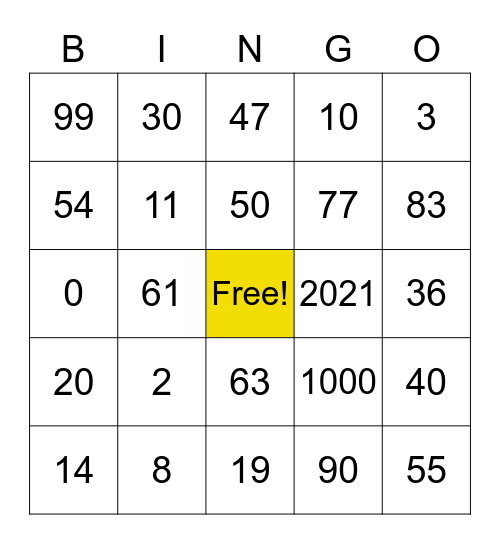 Skaitļi un cipari Bingo Card