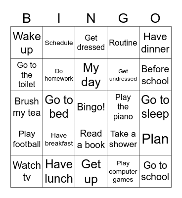 Daily routine Bingo Card