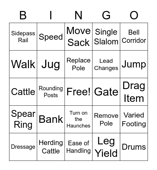 Working Equitation Bingo Card