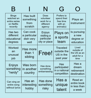 RS Team Bingo Card