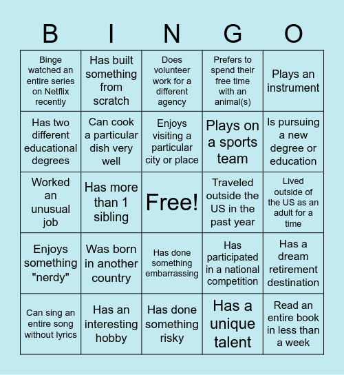 RS Team Bingo Card