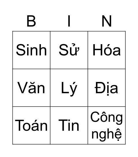 HSHK Bingo Card