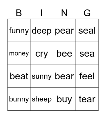 Grapheme Bingo Card