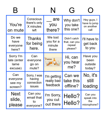 COVID Conference Calls Bingo Card