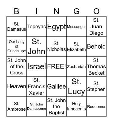 Christmas Bingo Card