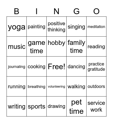 coping techniques Bingo Card